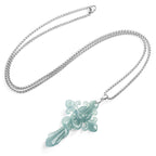 Natural Blue Water Jadeite Serpent-Wrapped Cross Pendant – A-Grade Jade, S925 Silver Clasp, Steel-Titanium Chain