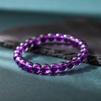Natural Uruguayan Amethyst Bracelet - 5-8mm Purple Single-Strand Beaded Bracelet