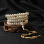 Buddha3bodhi 6.4mm*9mm White Jade Bodhi 108 Bead Mala Bodhi Seed Prayer Beads