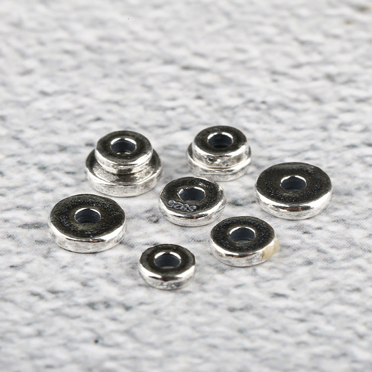 S925 Silver, Plain Glossy Tibetan Straight Cut Separator Gasket Bead Separator DIY Accessories