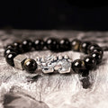 Feng Shui Bracelet Pure Silver Pixiu Bracelet Black Obsidian Men's Bracelet