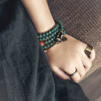Vintage Multi-Layer Bodhi Seed & Dzi Bead Bracelet Buddhist Mala Jewelry for Men & Women