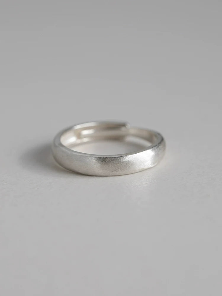 Buddha3bodhi Minimalist Vintage Pure Silver Matte Couple Rings - Adjustable