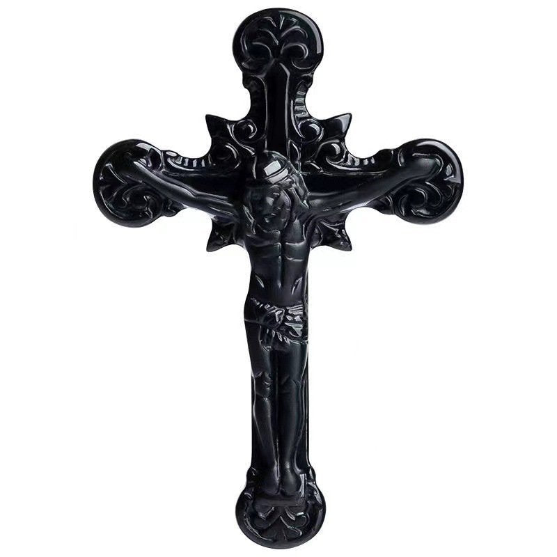 Natural A-Grade Black Jadeite Cross Pendant for Men and Women