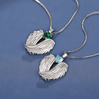 Angel Wings Zircon Necklace – Sparkling Wing Pendant in Green or Blue