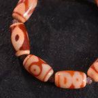 Tibetan Red and White Dzi Beads Old Agate Protection Bracelet with Random Totems
