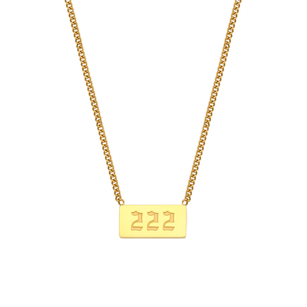111-999 Angel Number Tag Necklace Stainless Steel Dainty Necklace