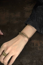 Obsidian & Brass Tibetan Vintage Couple Bracelet – Grounding & Protection