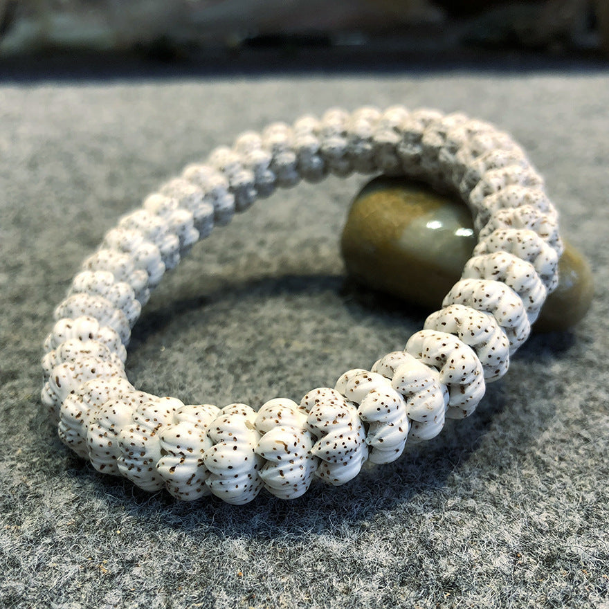 Natural White High-Density Star and Moon Bodhi Bracelet with Lotus-Shaped Beads for Men and Women