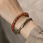Tibetan Handmade Yak Bone Double-Wrap Bracelet – Long Style with Vintage Brass Accents