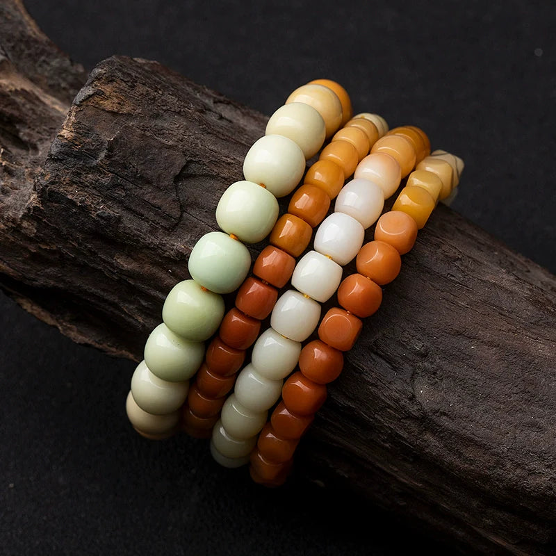 Natural Myanmar Yellow Jade Multi-Color Gradient Bracelet