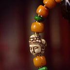 Tibetan Yak Bone Bracelet with Recycled Tibetan Bone Guanyin Pendant – Spiritual & Cultural Handcrafted Bracelet