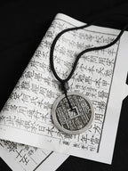 Mountain Ghost Thunder Order Coin Pendant Black Rope Necklace
