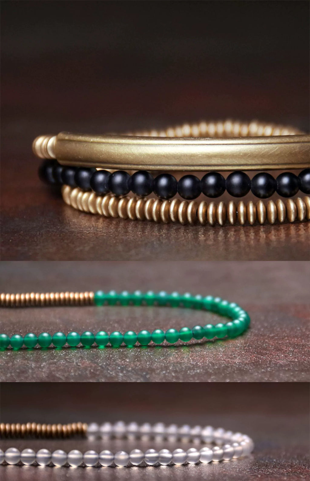 Tibetan Agate & Brass Multi-Layer Bracelet · Couple Jewelry for Grounding & Passion · 4 Colors Available