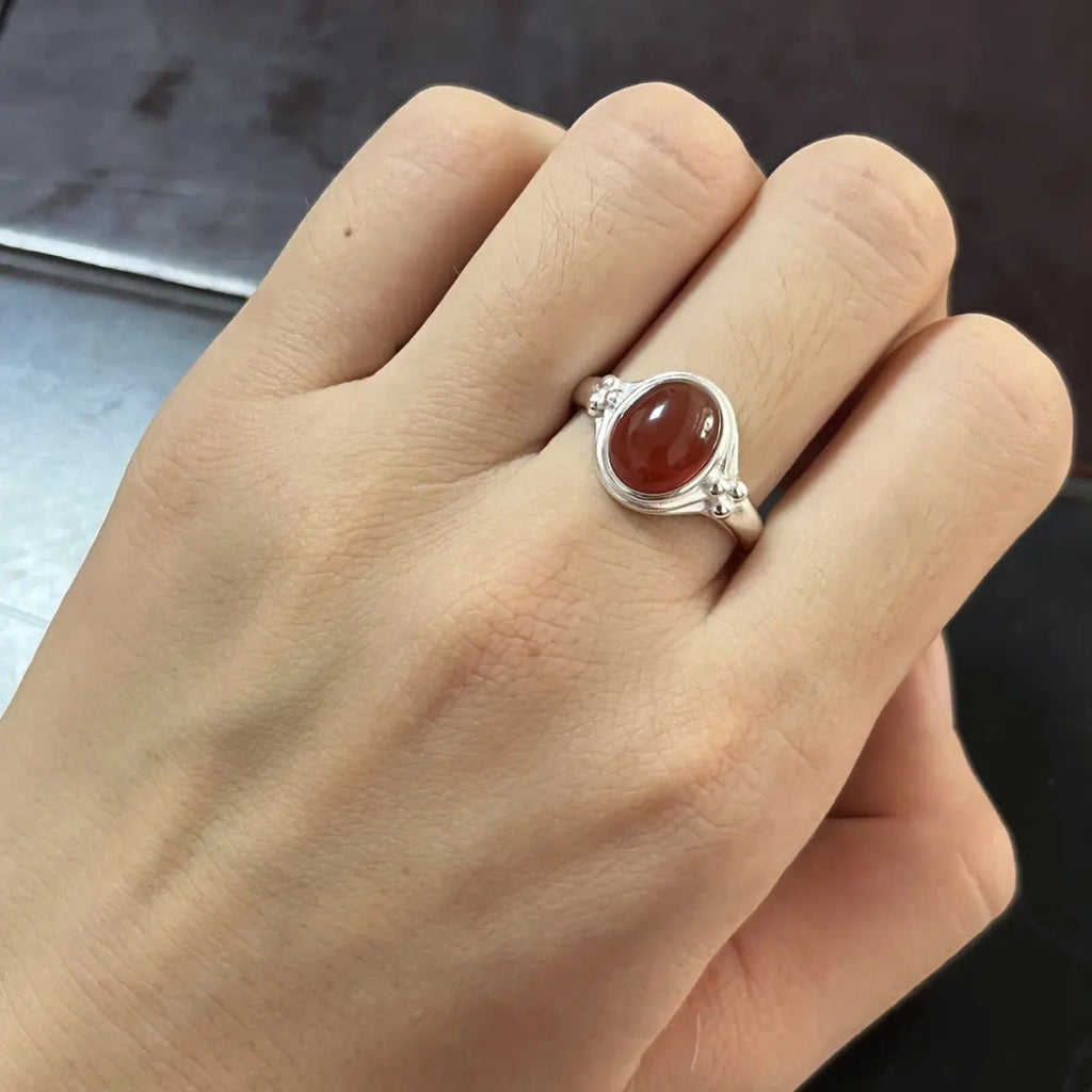 Adjustable Vintage S925 Sterling Silver Gemstone Ring