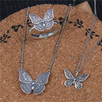 Vintage S925 Sterling Silver Adjustable Butterfly Ring for Women