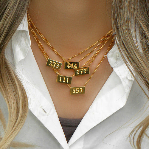 111-999 Angel Number Tag Necklace Stainless Steel Dainty Necklace