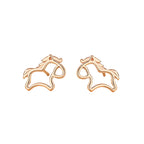 Horse Year Good Luck Charm – Women’s S925 Sterling Silver Hollow Horse Stud Earrings