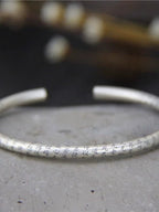 Pure Silver Heart Meridian Silver Bracelet Retro and Old Solid Men's and Women's Bracelets