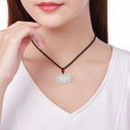 Natural Aged Hetian White Jade Lotus Pendant for Women