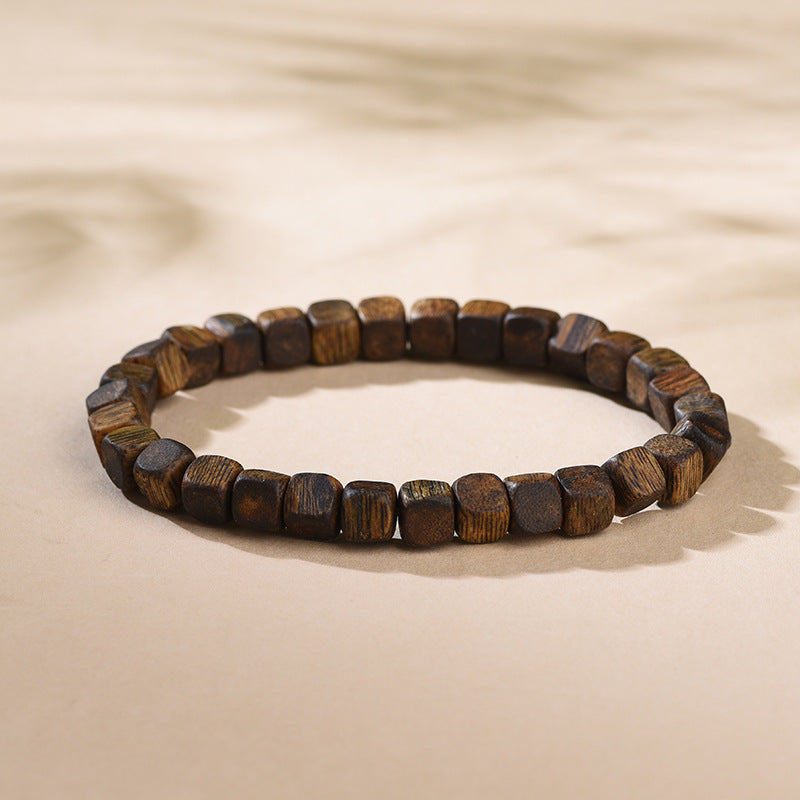 Natural Hainan Qi Nan Agarwood Square Bead Bracelet