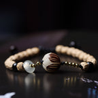 Tibetan-Style Direct-Cut Cypress Seed Braided Bracelet with Carved Bodhi Lotus Bead