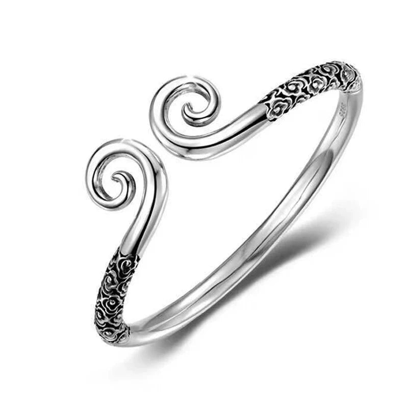 Adjustable 999 Sterling Silver Sun Wukong Couple Bracelet with Tightening Spell Design