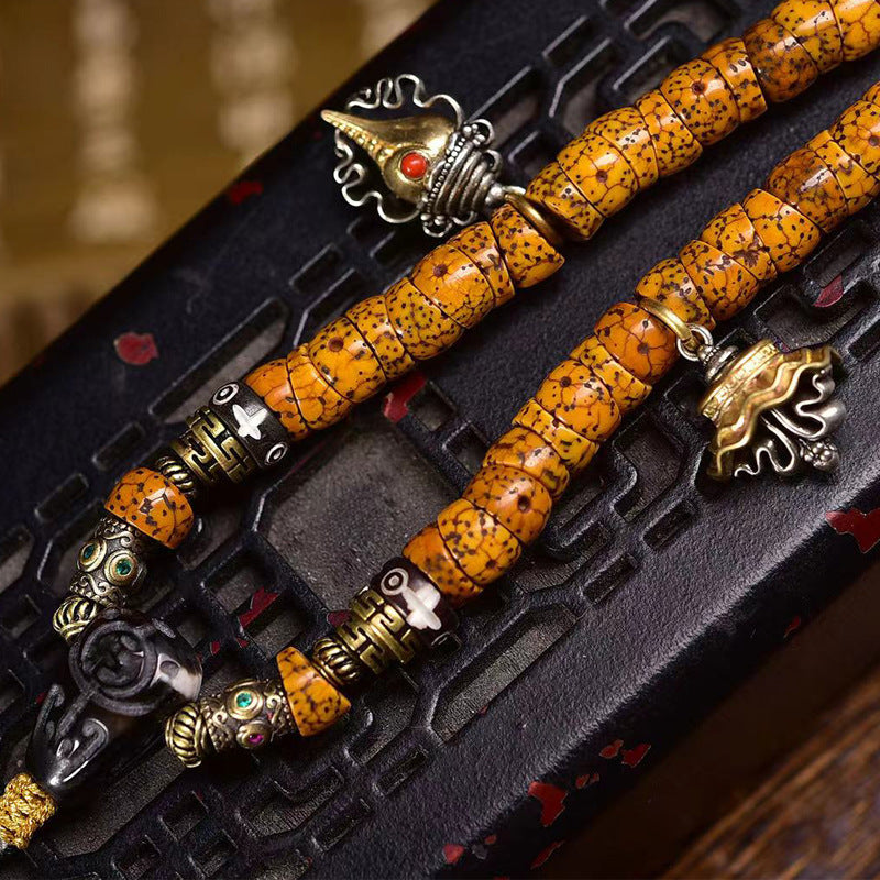 Natural Star and Moon Bodhi 108 Beads Mala Necklace – Stress Relief Design with Agate Dzi Bead Accessories