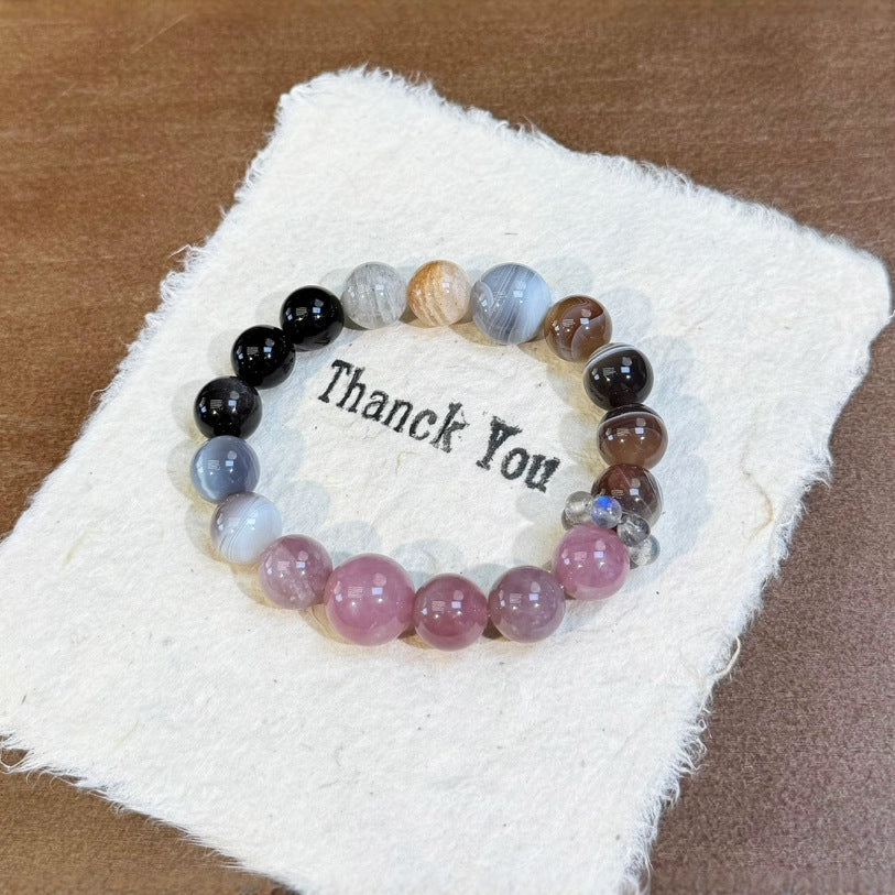 [Lady Rocky] Nezha Series Bracelet – Pink Agate & Thousand Layer Phantom Bracelet for Women