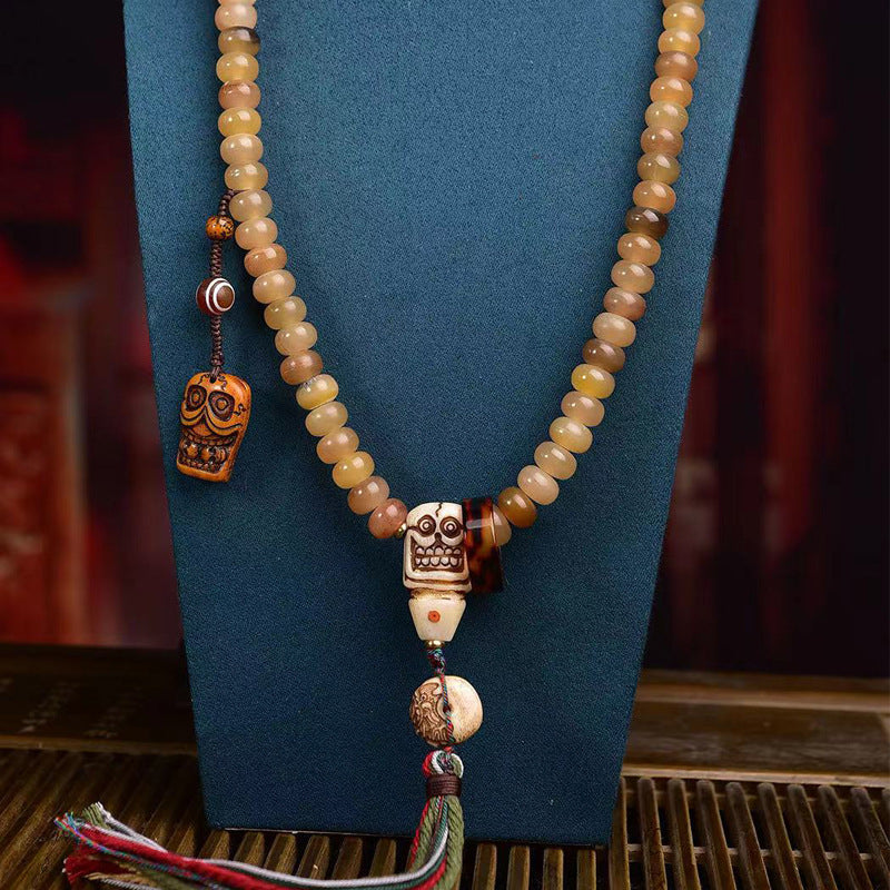 Tibetan Sheep Horn 108 Mala Beads – Traditional Tibetan Buddhist Prayer Necklace