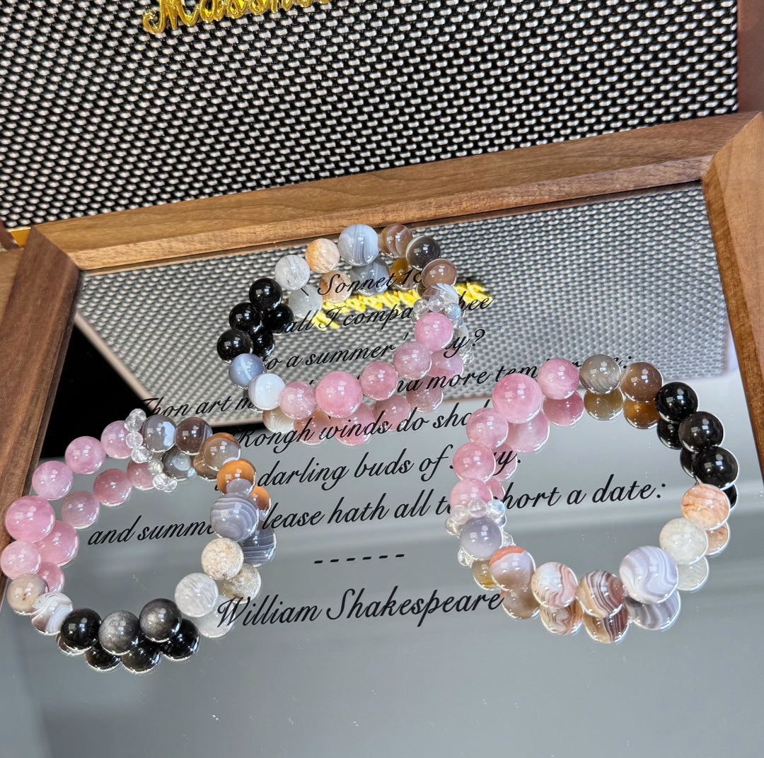 [Lady Rocky] Nezha Series Bracelet – Pink Agate & Thousand Layer Phantom Bracelet for Women