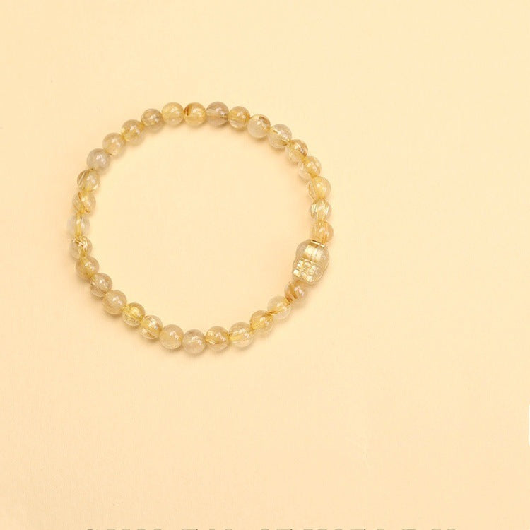 Natural Rutilated Quartz Handmade Beaded Pixiu Feng Shui Bracelet