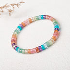 Natural Crystal Multi-Gemstone Rainbow Straight-Cut Beaded Bracelet - Minimalist Fashion 6mm