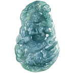 Natural Blue Water Jadeite Acala (Fudō Myō-ō) Pendant – A-Grade Jade, Zodiac Guardian for Rooster