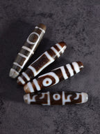 Tibetan Dzi Bead Pendant Agate, Length 58mm and Width 13mm, Totem Random
