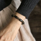 Tibetan Spiritual Jewelry Hand-Carved Ebony & Brass Bracelet for Protection