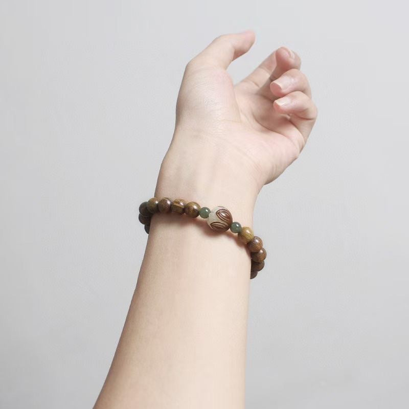 Argentine Old-Growth Green Sandalwood 8mm Buddhist Prayer Beads Bracelet
