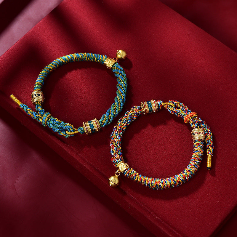 New Braided Tibetan Handwoven Bell Charm Bracelet for Protection