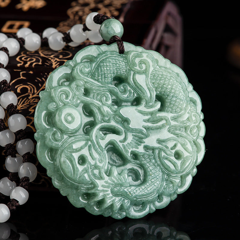 Wealth & Protection Jade Dragon Pendant – Natural A-Grade Dragon Talisman
