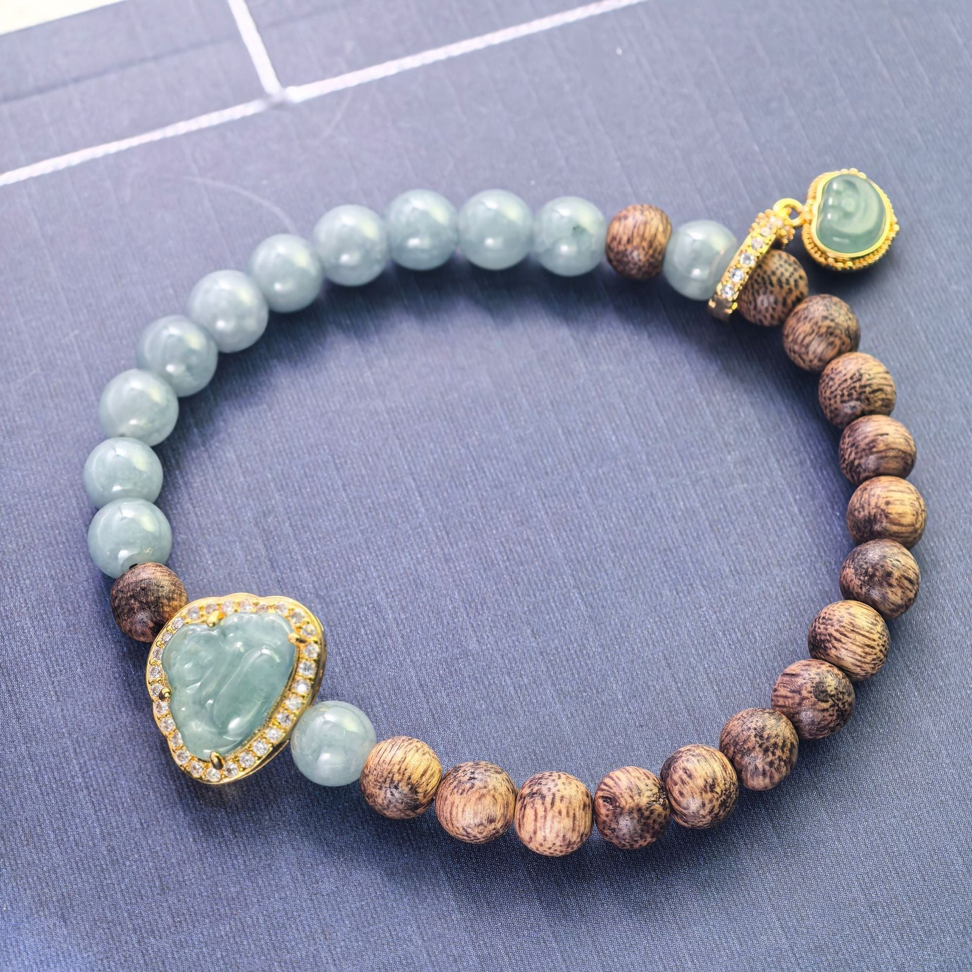 God of Wealth Jadeite & Agarwood Bracelet