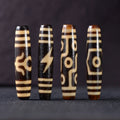 Tibetan Dzi Bead Pendant Agate, Length 58mm and Width 13mm, Totem Random