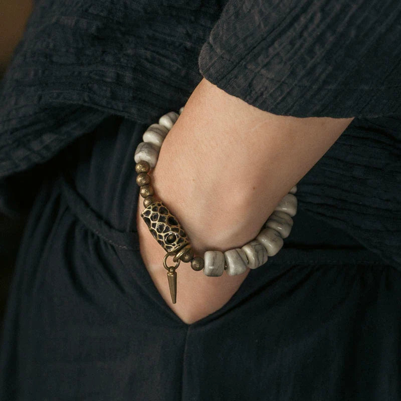 Tibetan Handmade Yak Bone & Brass Bracelet · Natural Strength, Timeless Elegance