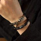 Double-Layer Ebony Wood Bracelet for Protection, Strength & Wisdom