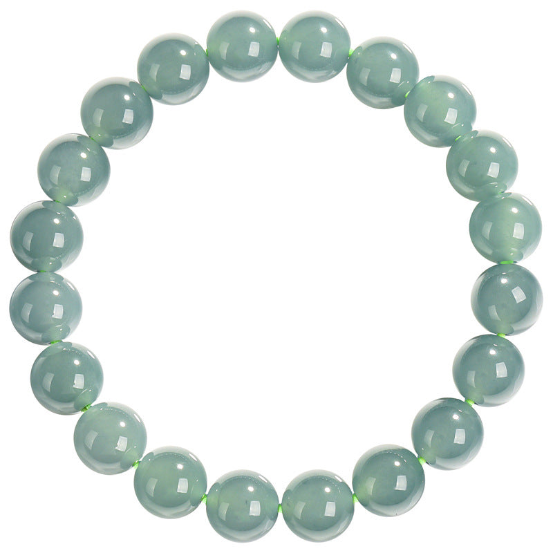 Natural A-Grade Blue Water Jadeite Bead Bracelet – Ice-Type Jade Beads, 10mm, Spiritual Protection & Harmony