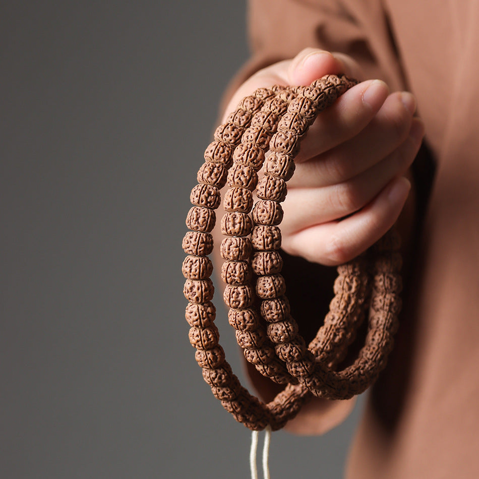 Natural Rudraksha Coiled Dragon Pattern 108 Mala Beads Prayer Beads