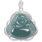 Natural Ice Blue Jadeite Buddha Pendant – A-Grade Blue Water Jade, S925 Silver Setting, 45cm Chain, Women’s Spiritual Talisman
