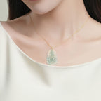 Natural Blue Water Jadeite Yellow Wealth God Pendant – A-Grade Ice-Type Jade, 18K Gold, Prosperity Talisman