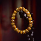 Tibetan-Style Old Copper Swastika Inlay Yak Bone Bracelet – Traditional Handcrafted Design