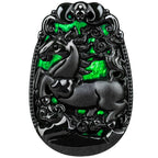 Natural A-Grade Black Jadeite Horse Zodiac Pendant