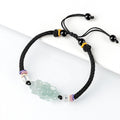 Natural A-Grade Jadeite Lotus Bracelet – Handmade Woven Cord Jewelry, Adjustable Lucky Charm for Men & Women
